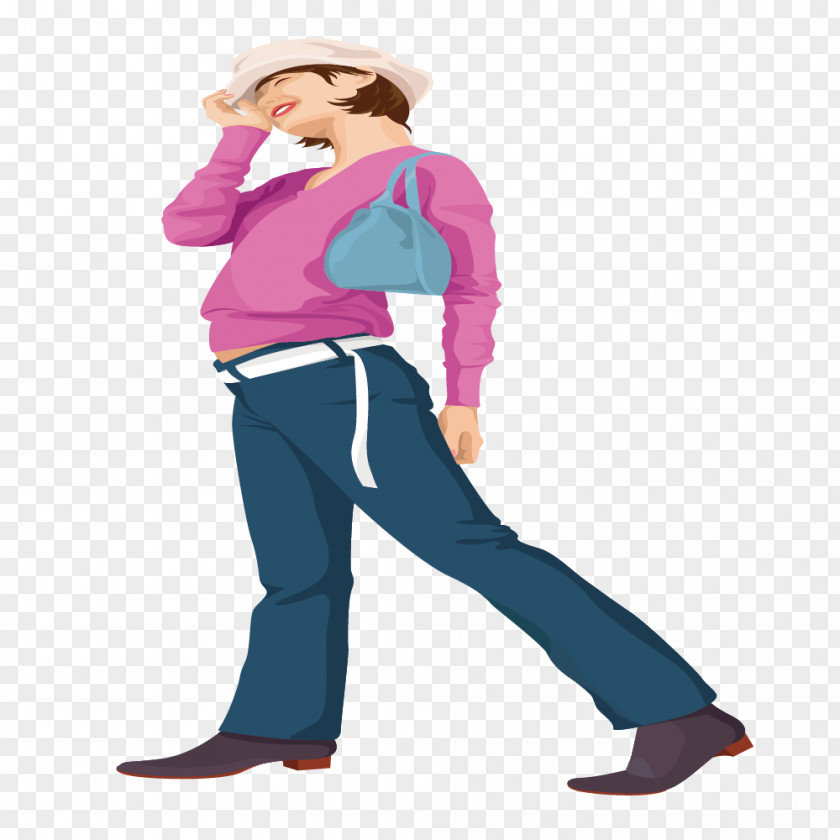 Trousers Woman With Hat A Pants Clothing PNG