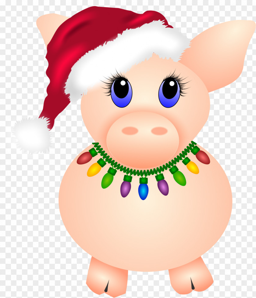 Pig Christmas Day Cattle Illustration Ornament PNG