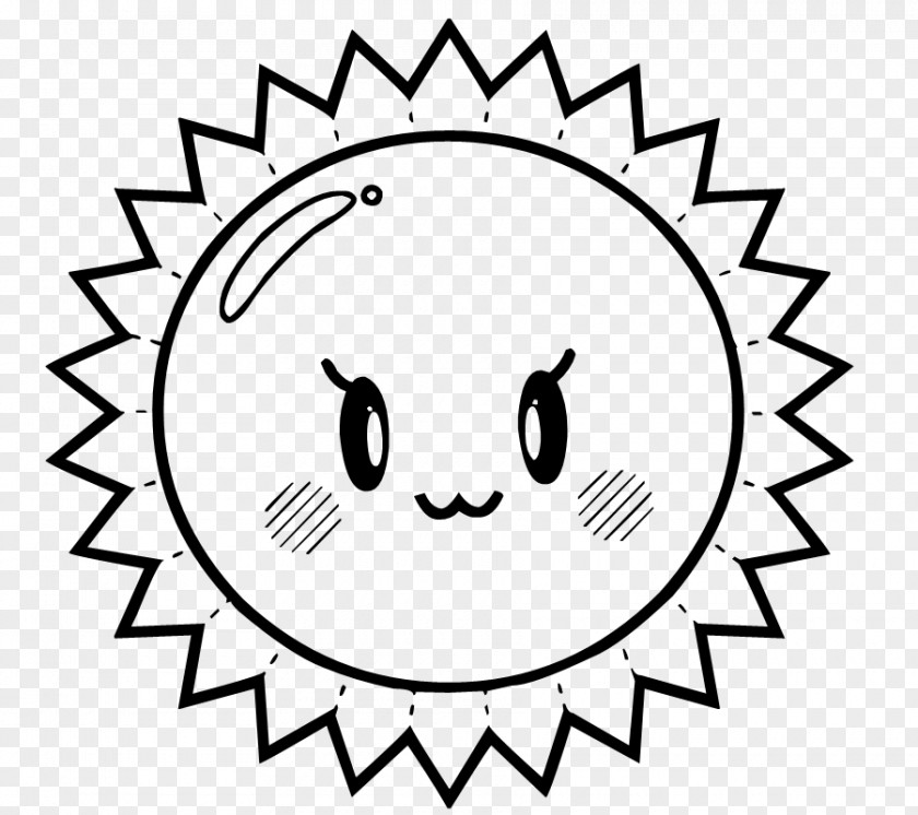 Cartoon Sun Black And White Free Content Line Art Clip PNG
