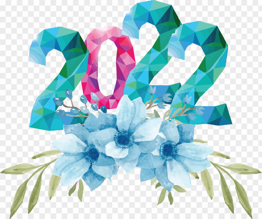 2022 Flower Text Effect Background PNG