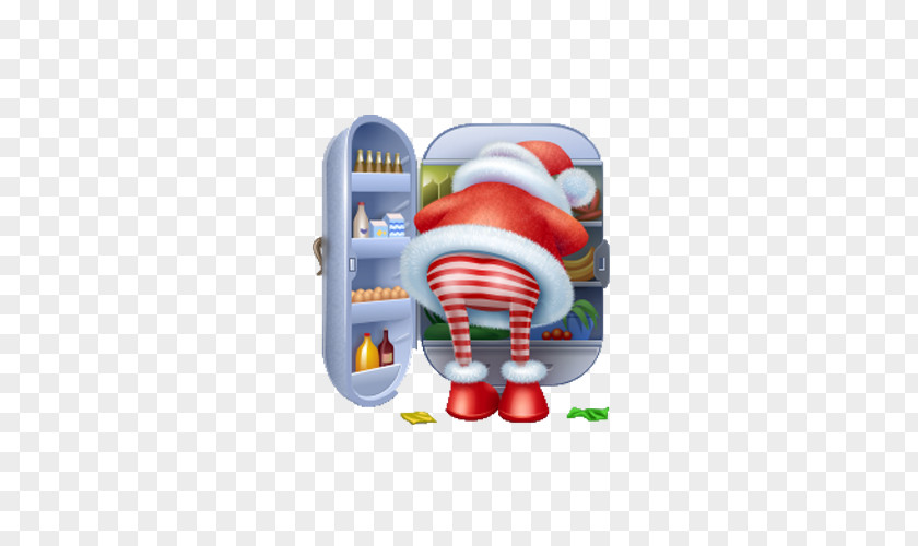 Santa Claus And Refrigerator Christmas ICO Icon PNG