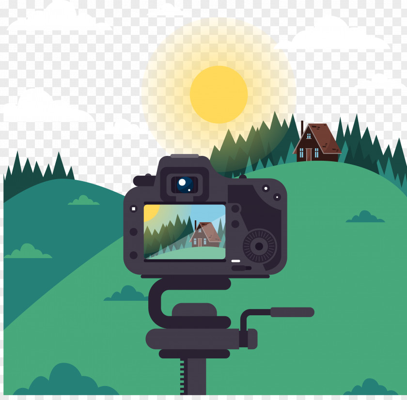 Shoot Camera Outskirts Scenery Vector Material Photography Illustration PNG