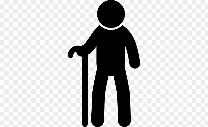 Silhouette Old Age Walking Stick Man PNG