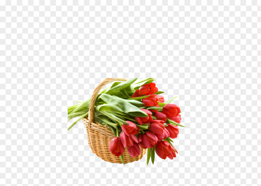 Tulip Basket Cut Flowers Flower Bouquet PNG