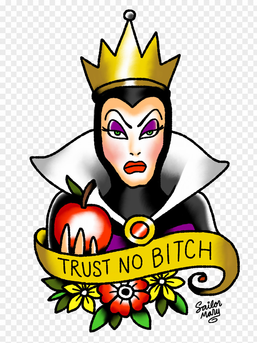 Bitch Evil Queen Old School (tattoo) Flash Cattivi Disney PNG