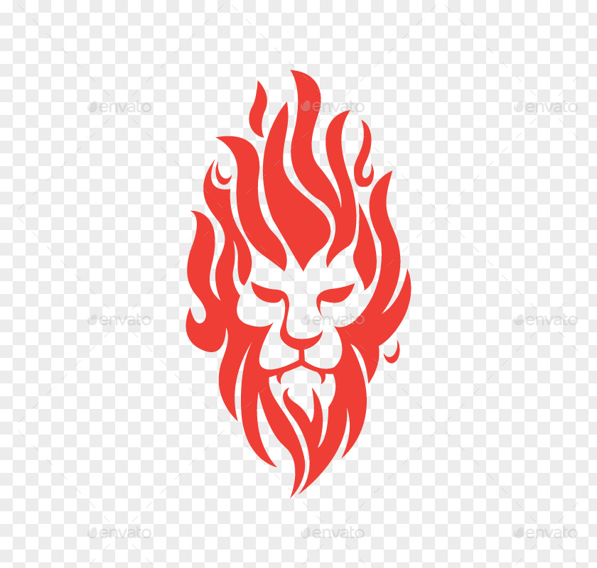 Fire Letter Lion Logo Graphic Design PNG