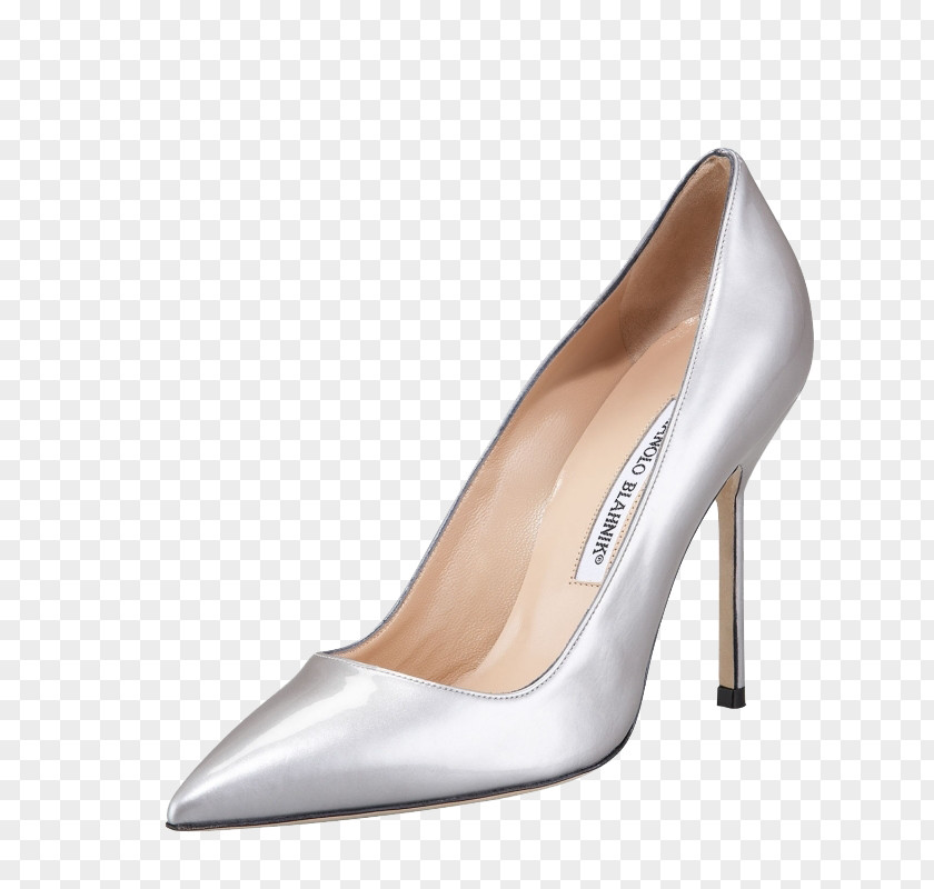 Silver High-heeled Shoes Manolo Fine With Brand Court Shoe Footwear Patent Leather PNG
