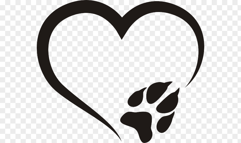 Heart Paw .de Wall Decal White PNG