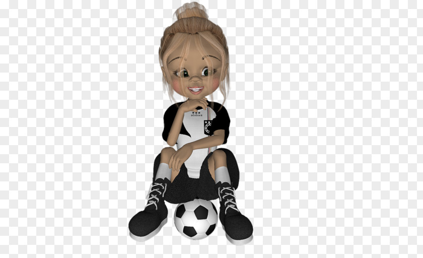 Sitting On A Soccer Doll Black And White Toy PNG