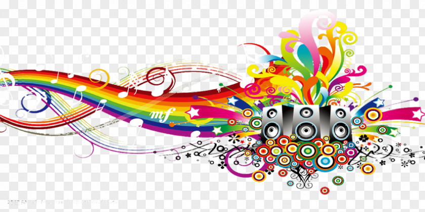 Background Music Sound PNG music Sound, Streamers musical elements, speakers and rainbow illustration clipart PNG