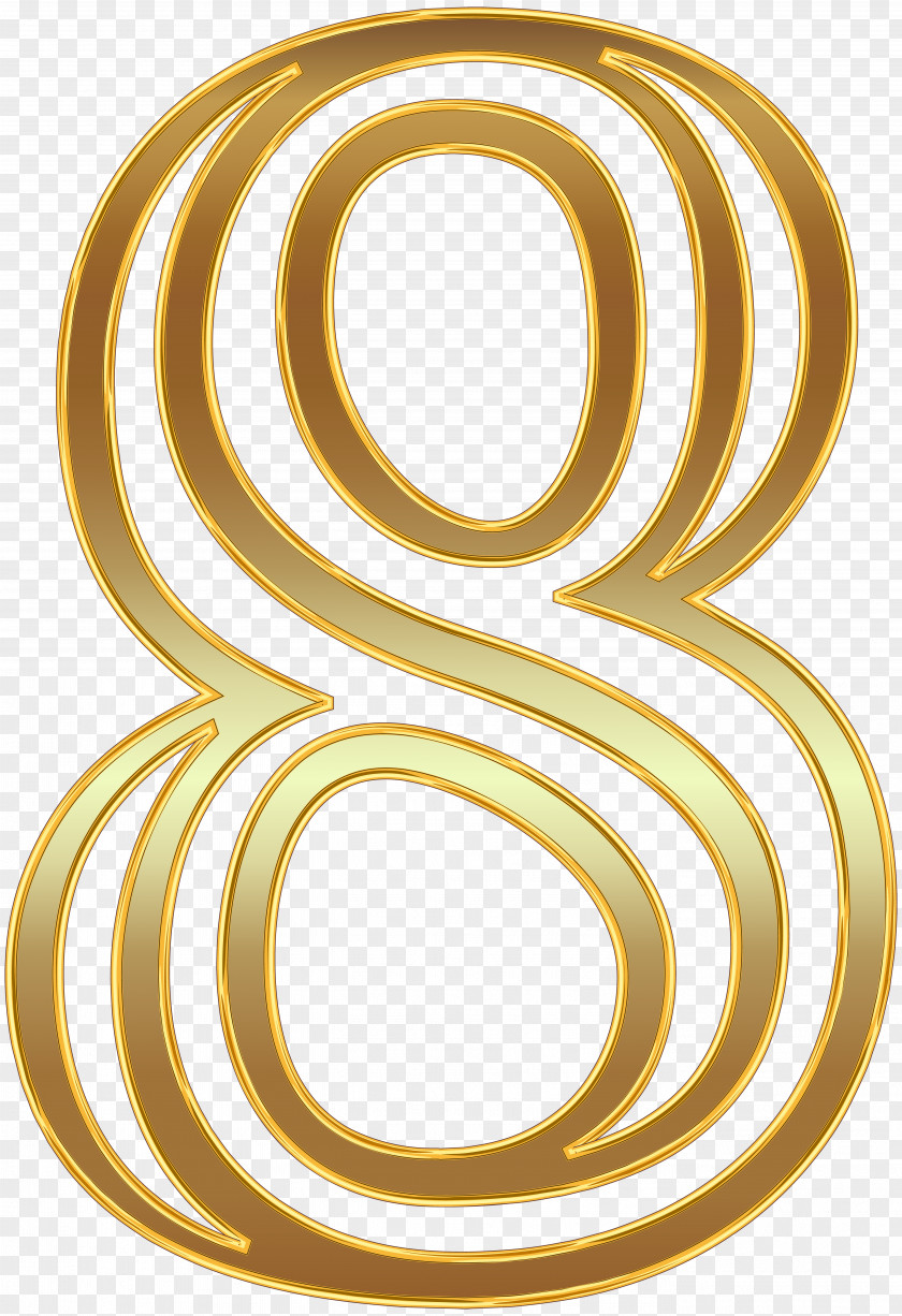 Number Eight Gold Clip Art Image Ready-to-Use Nouveau Initials PNG