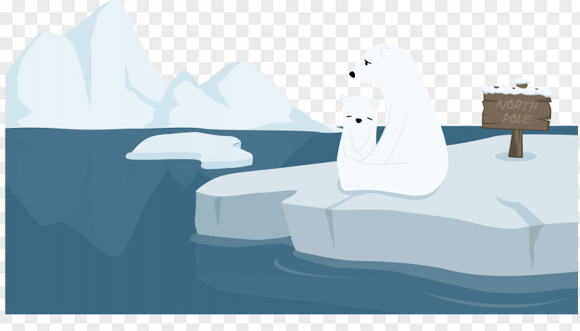 Vector Cute Polar Bear Ice Melting PNG