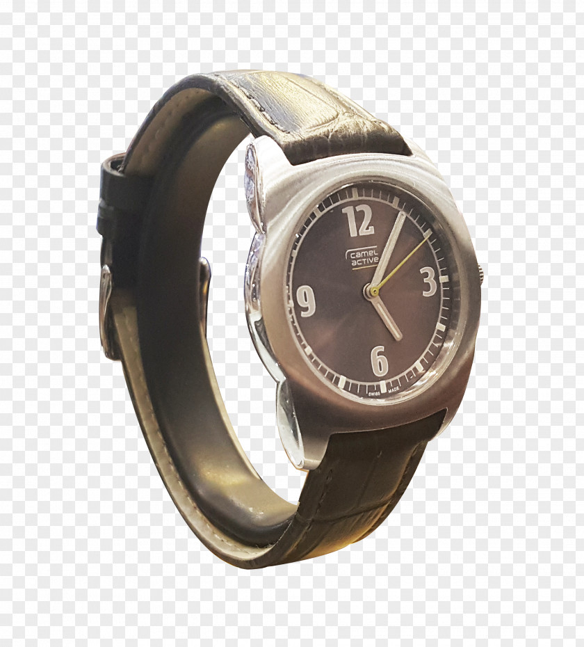 Camel Leather Swatch Silver Watch Strap Product Design PNG
