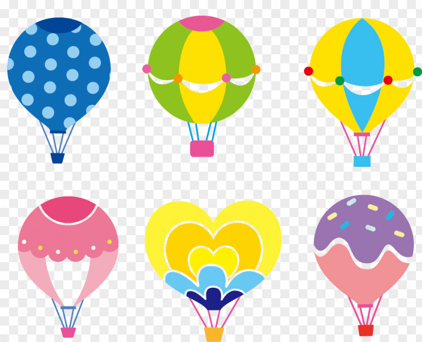 Colored Cartoon Hot Air Balloon Element PNG