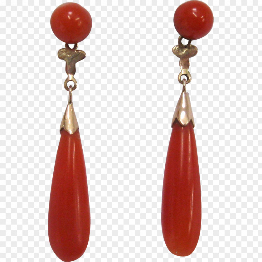 Earring Jewellery Red Coral Gemstone Gold PNG