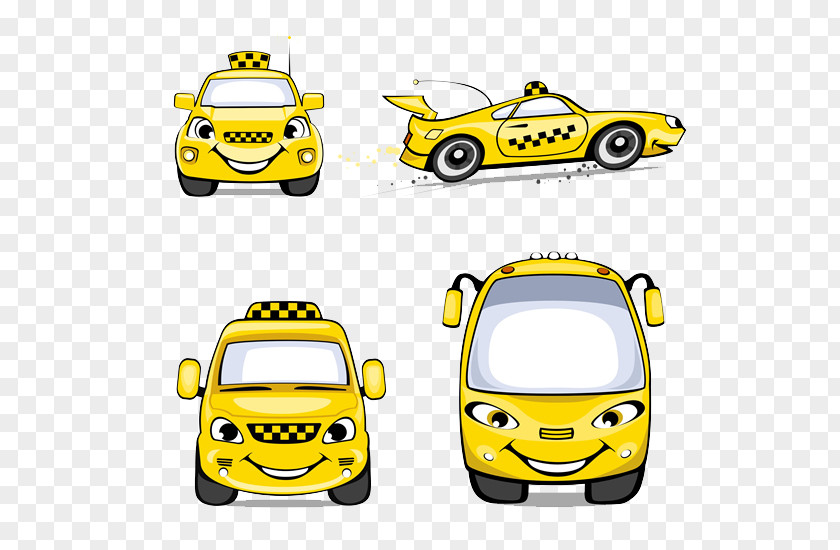 Cute Cartoon Yellow Taxi Elements Cab Clip Art PNG