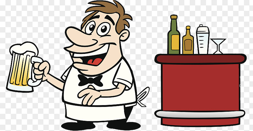 Bartender At The Bar Counter Cartoon Clip Art PNG