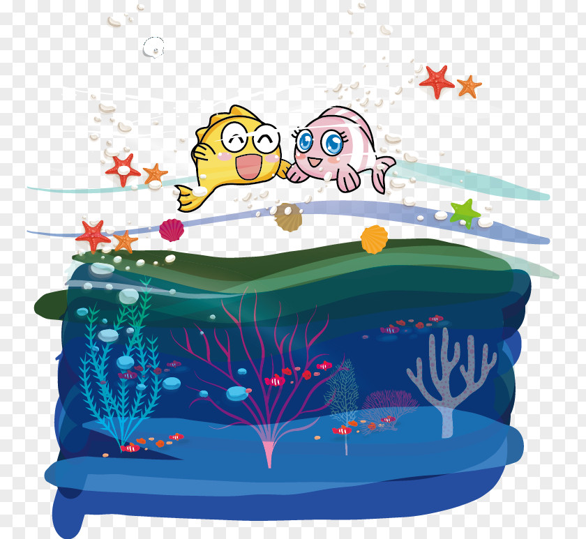 Cute Cartoon Fish Circle Seabed Download PNG