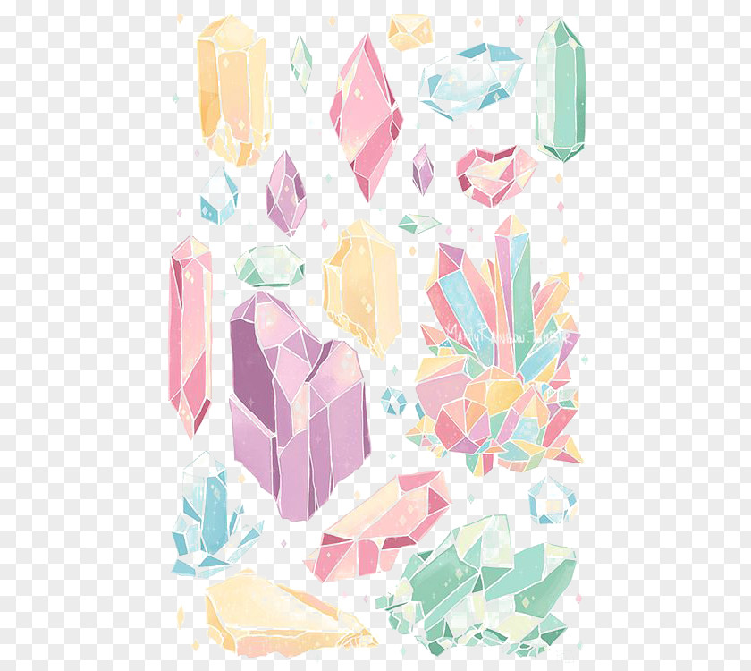Hand-painted Diamonds Crystal Drawing Gemstone Mineral Illustration PNG