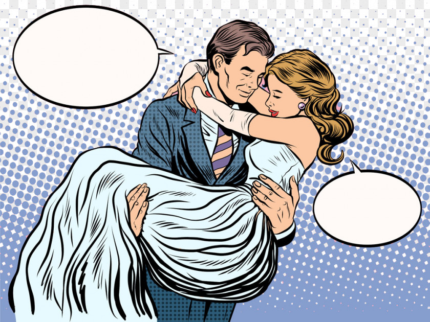 Hand-painted Happy Couple Pop Art Royalty-free Illustration PNG