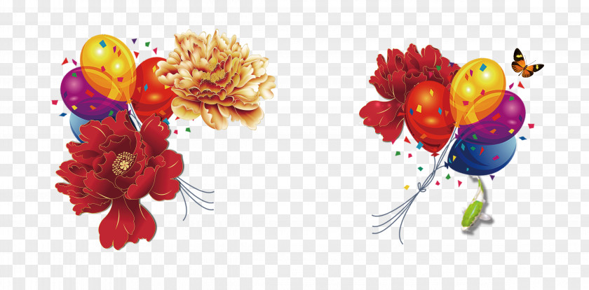Mid Peony Colored Balloons Mid-Autumn Festival PNG