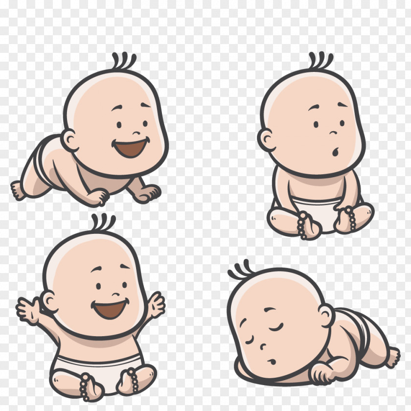Adorable Baby Different Actions Infant Euclidean Vector PNG