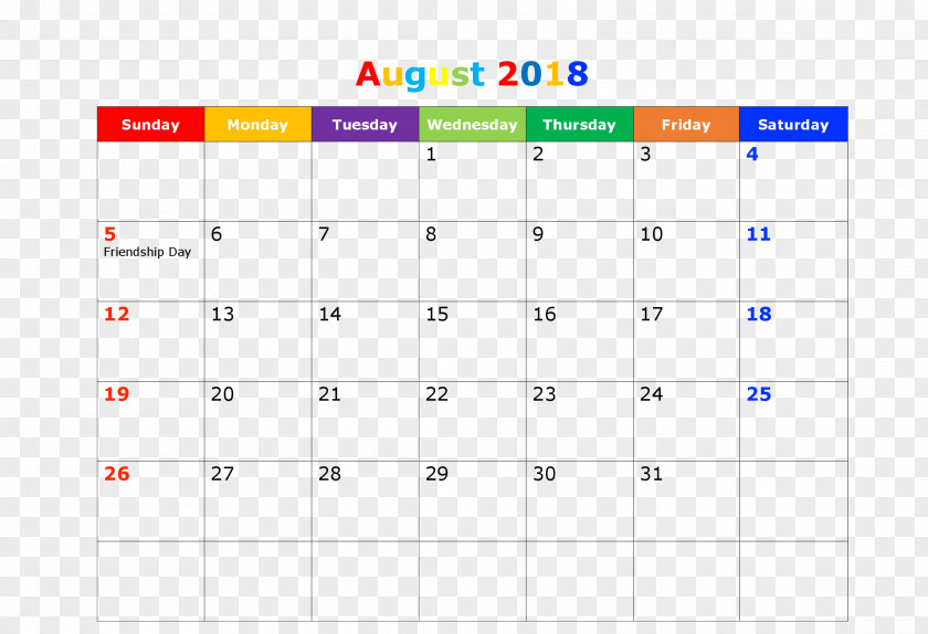 August 2018 Calendar Blank (2018) 0 Template November PNG