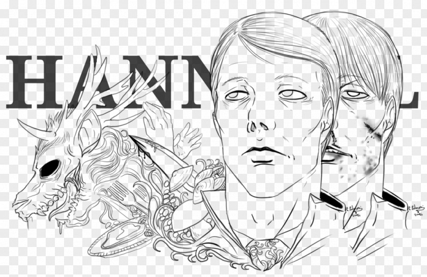 Mads Mikkelsen Line Art Drawing Hannibal PNG