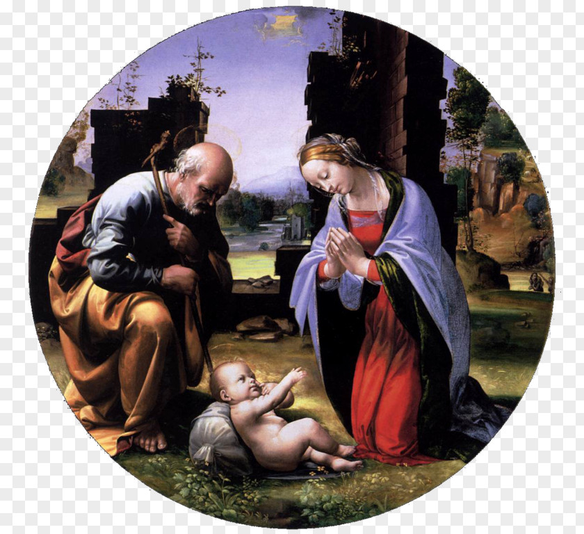 Painting The Virgin And Child With St. Anne John Baptist St Jerome In Wilderness Galleria Borghese PNG