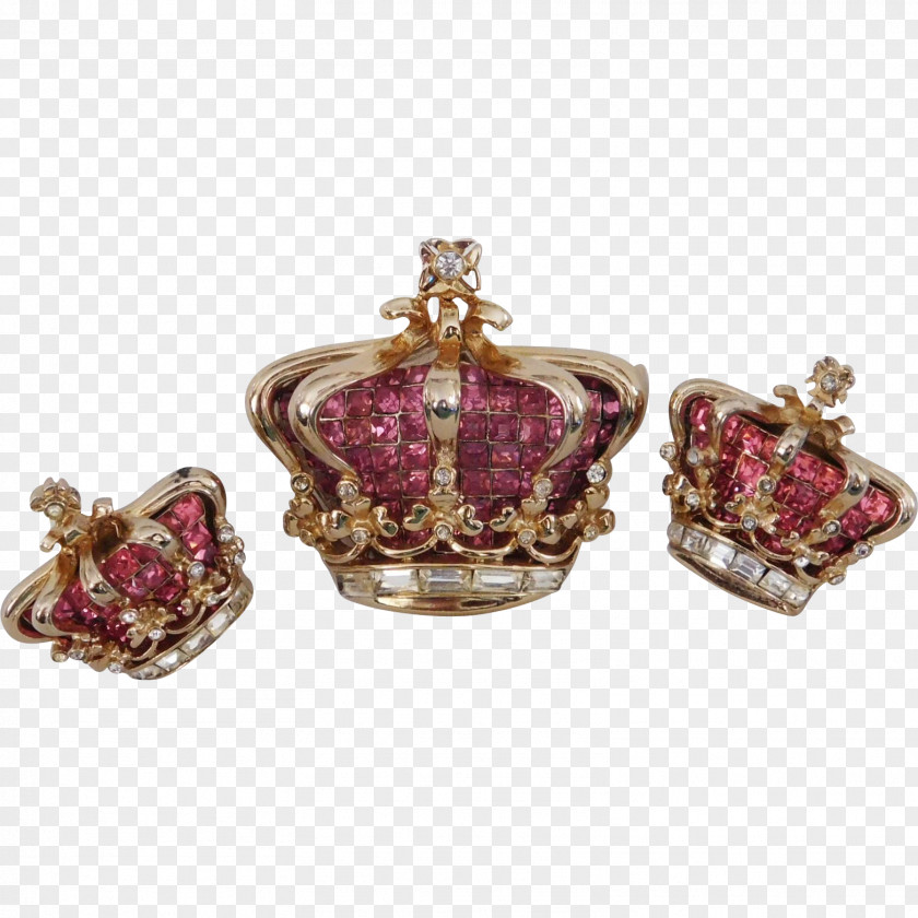 Ruby Earring Golden Jubilee Diamond Brooch Crown PNG