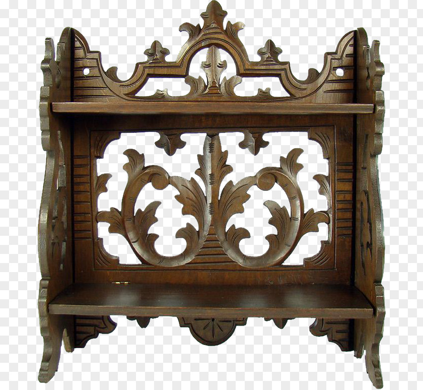 Antique Shelf Furniture Wood Carving Design PNG