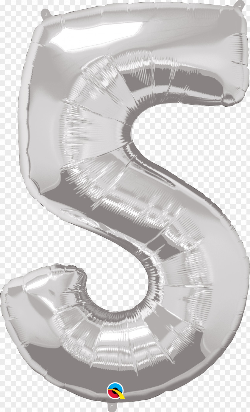 Balloon Silver Birthday Party Number PNG