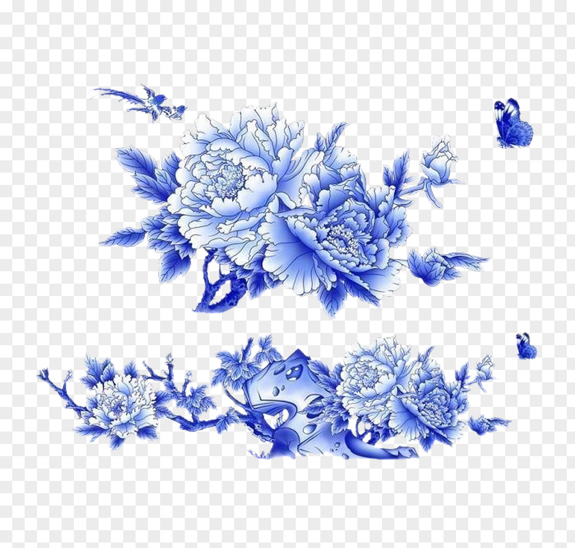 Blue And White Porcelain Chrysanthemum Pottery Clip Art PNG