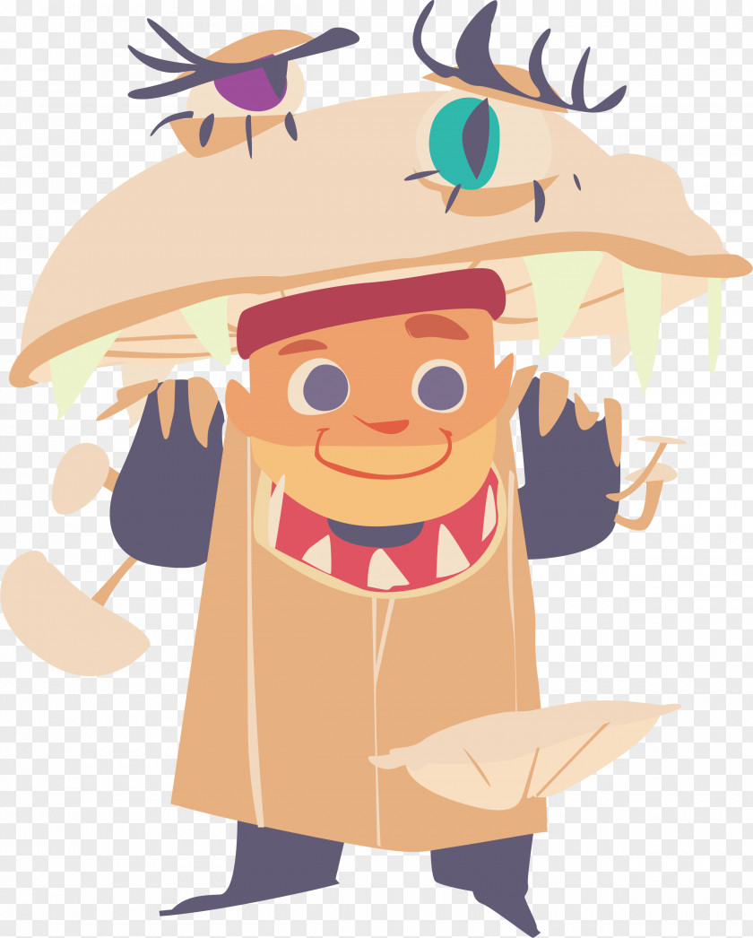 Mushroom Monster Dress Up Child Illustration PNG