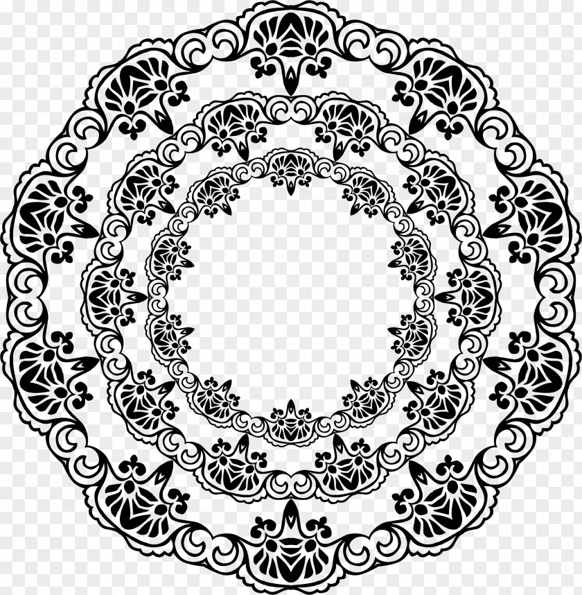 Vintage Ornaments Black And White PNG