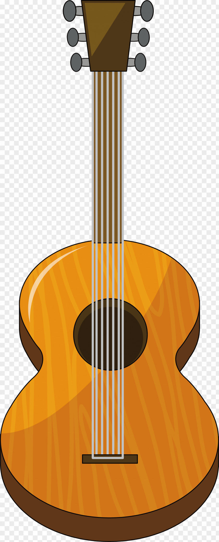 Wooden Folk Guitar Musical Instrument Stock Illustration PNG