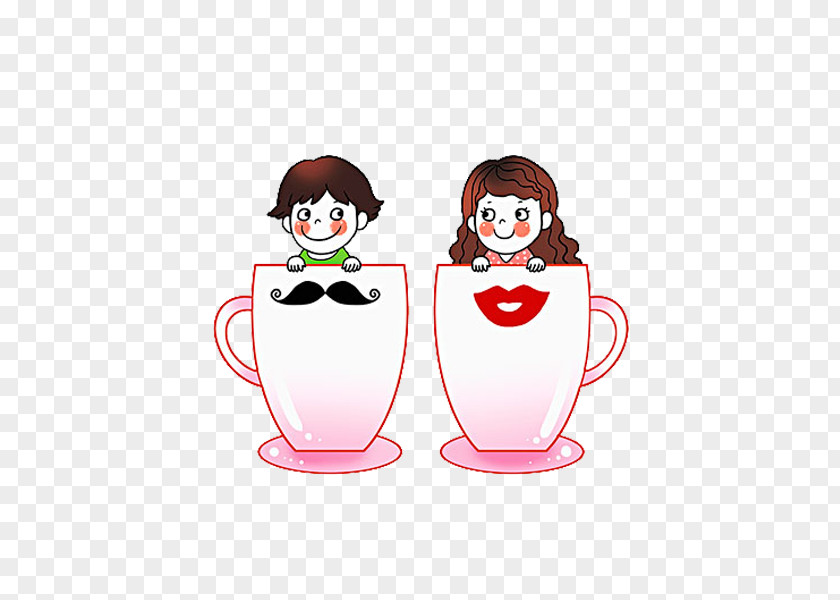 Pink Water Glass Cup Cartoon Illustration PNG