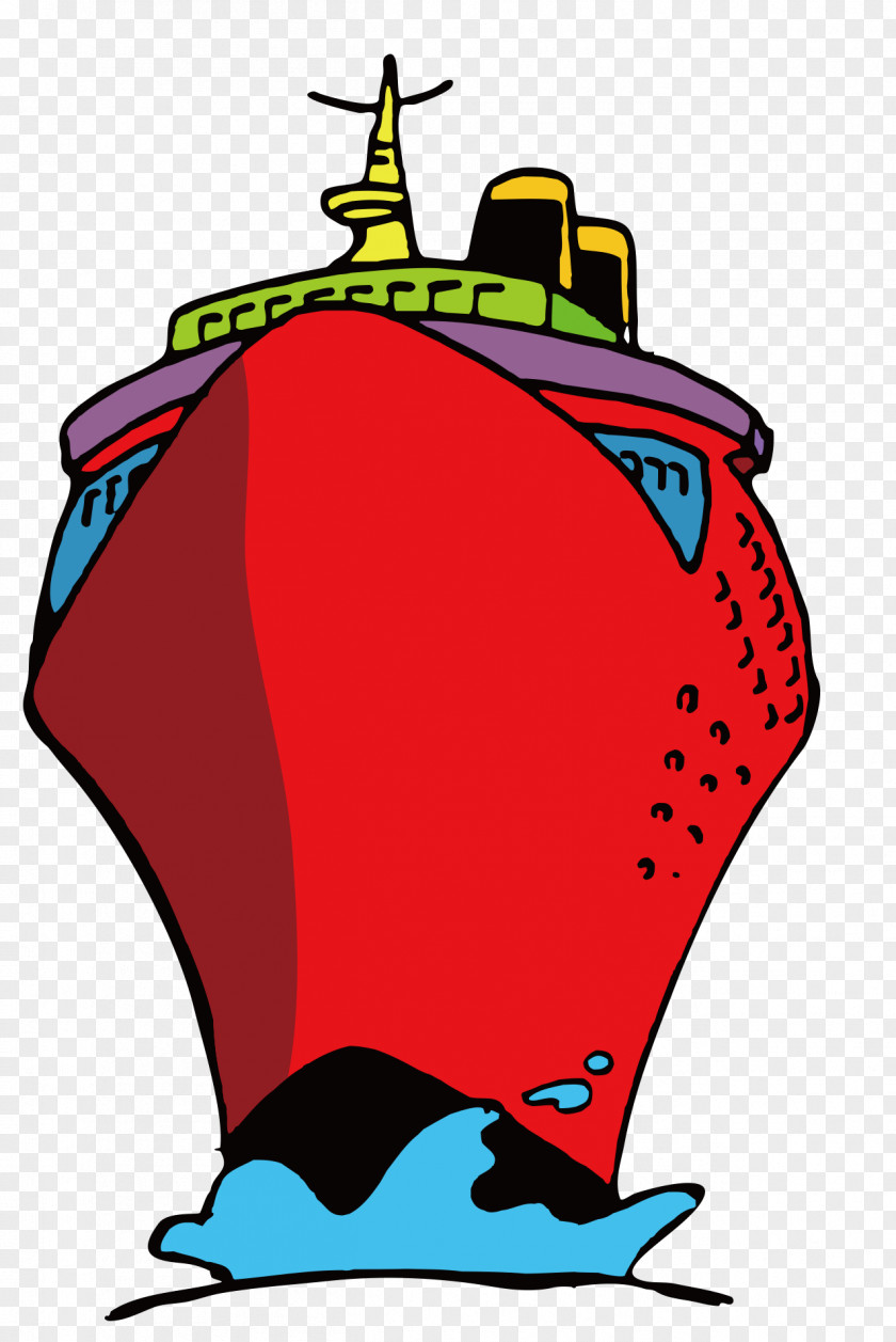 Cartoon Large Red Ship Watercraft Clip Art PNG
