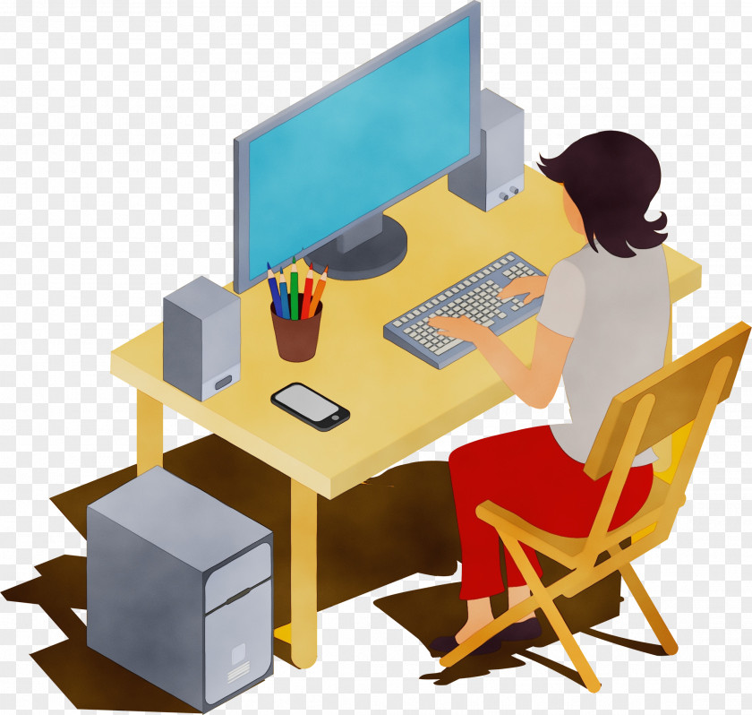 Desk Furniture Business Cartoon PNG