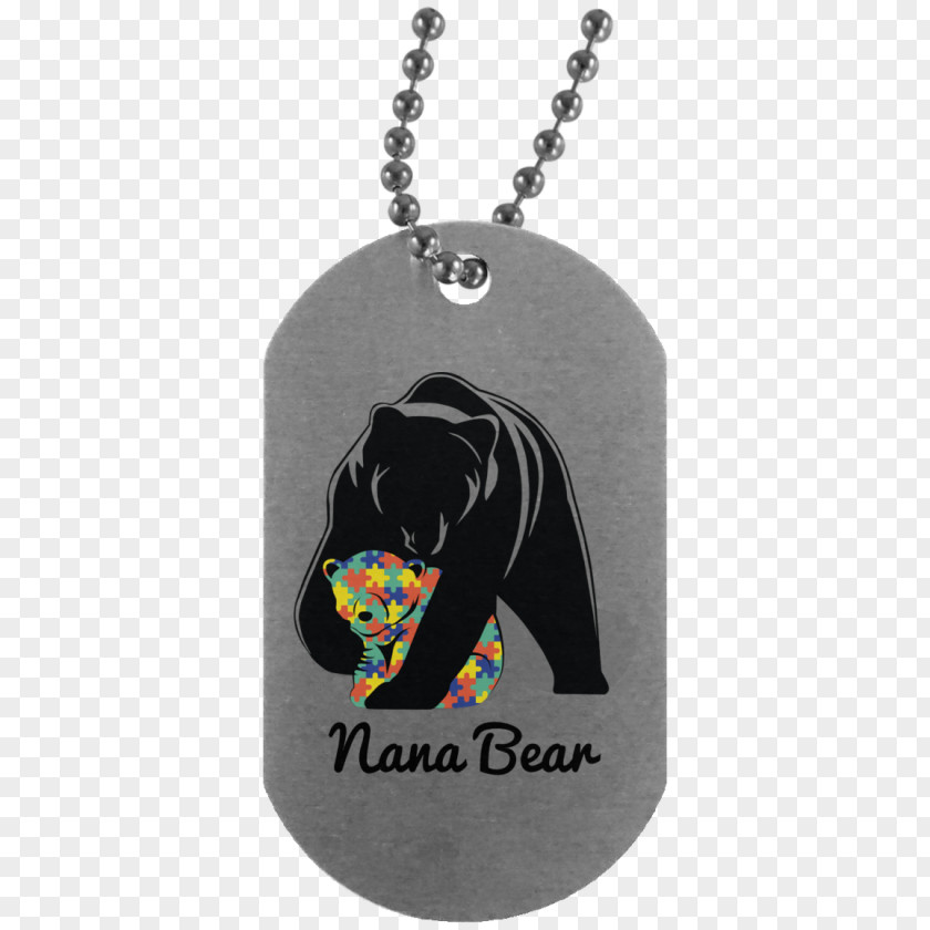 Mama Bear Dog Tag Ball Chain Necklace Military PNG