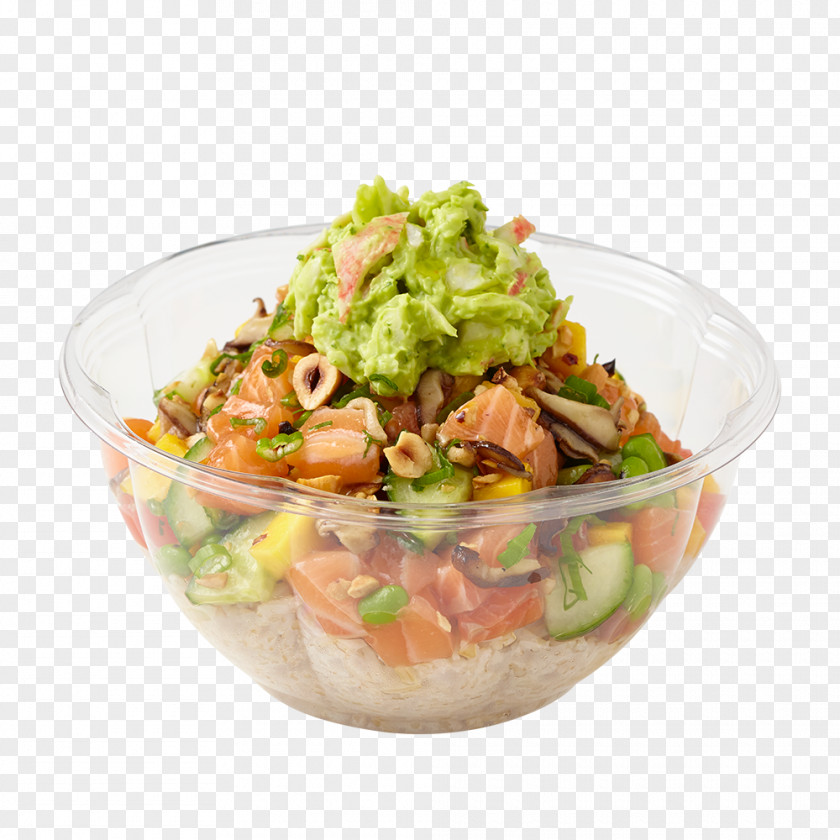 SALMON Poke Pizza Salad Dish Take-out PNG