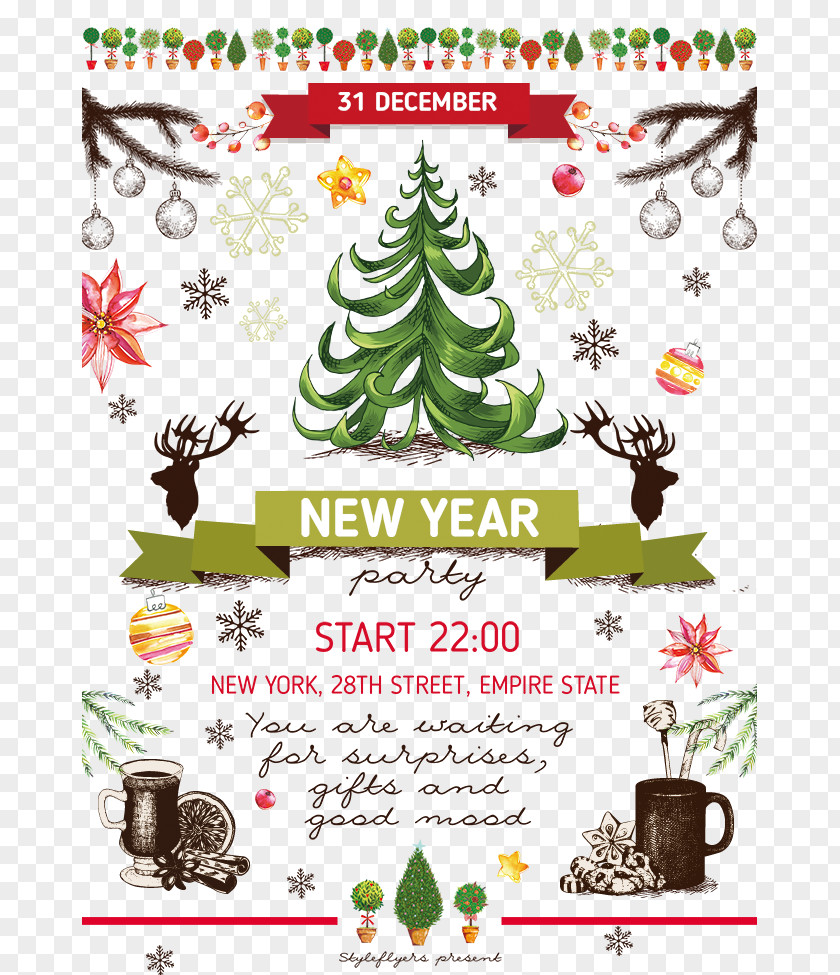 Christmas Posters Tree Poster New Year Festival PNG