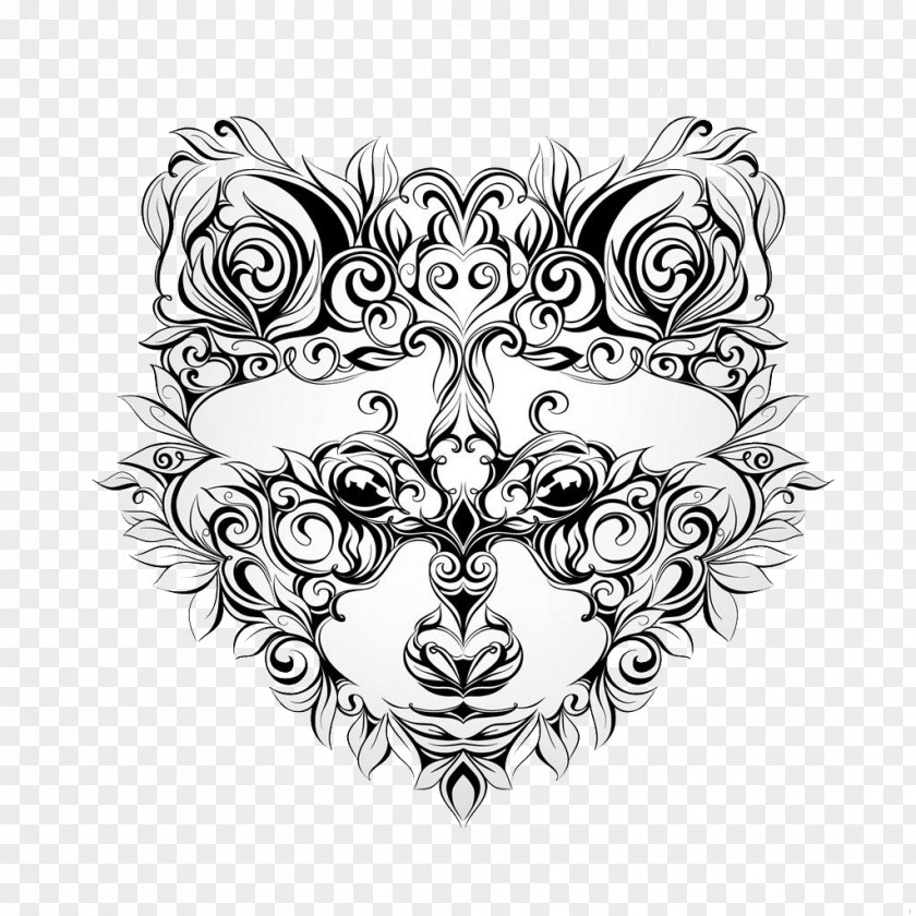 European Style Illustrations Wolf Head Raccoon Tattoo Drawing Flash Sketch PNG