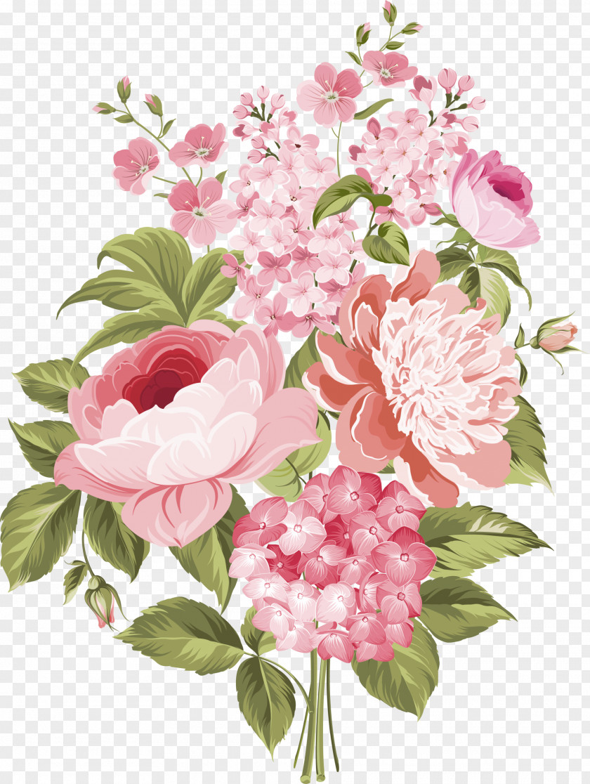 Pink Fresh Flowers Wedding Invitation Flower Drawing Illustration PNG