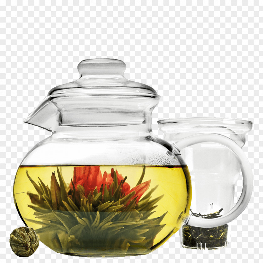 Tea Flowering Green Teapot Infuser PNG