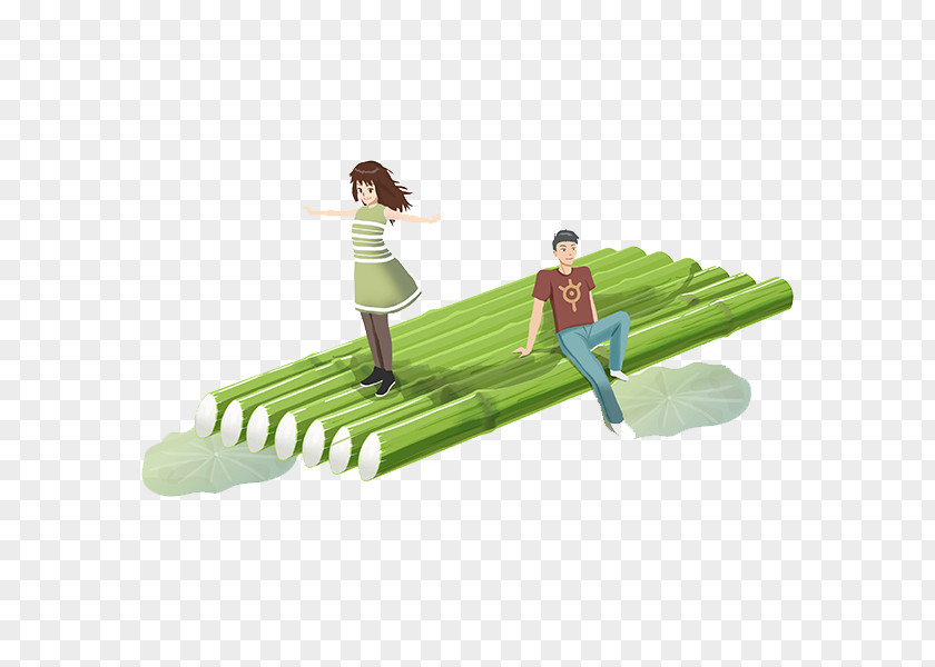 The Lovers On Bamboo Rafts Bamboe Raft PNG