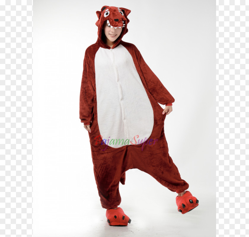 Dinosaur Footprint Big Bad Wolf Gray Kigurumi Costume PNG