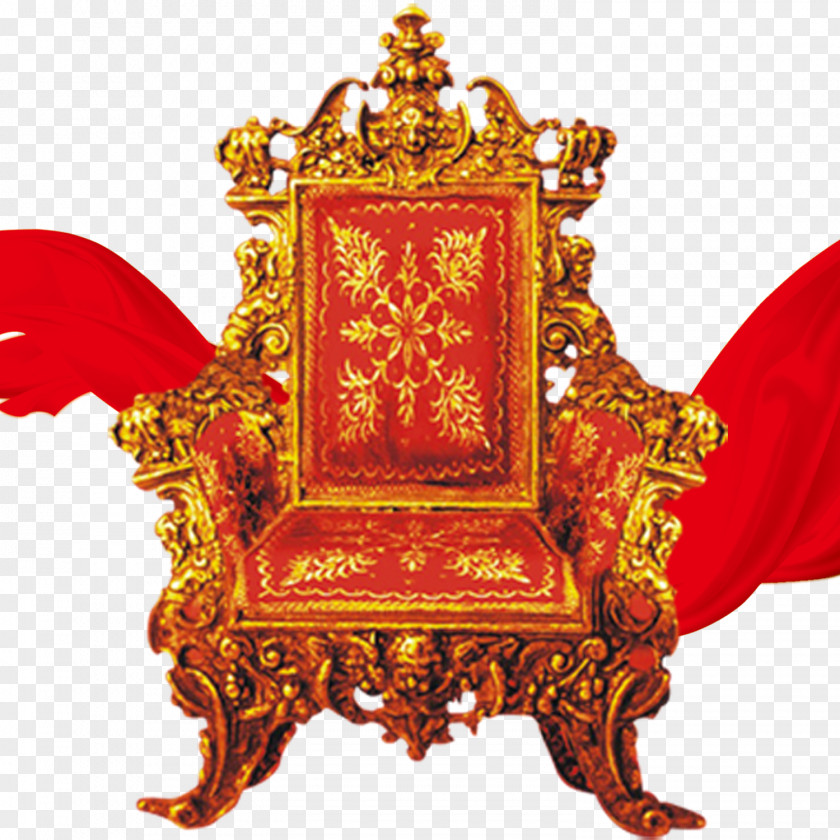 Golden Red Throne Retro Pattern Chair Stool Clip Art PNG