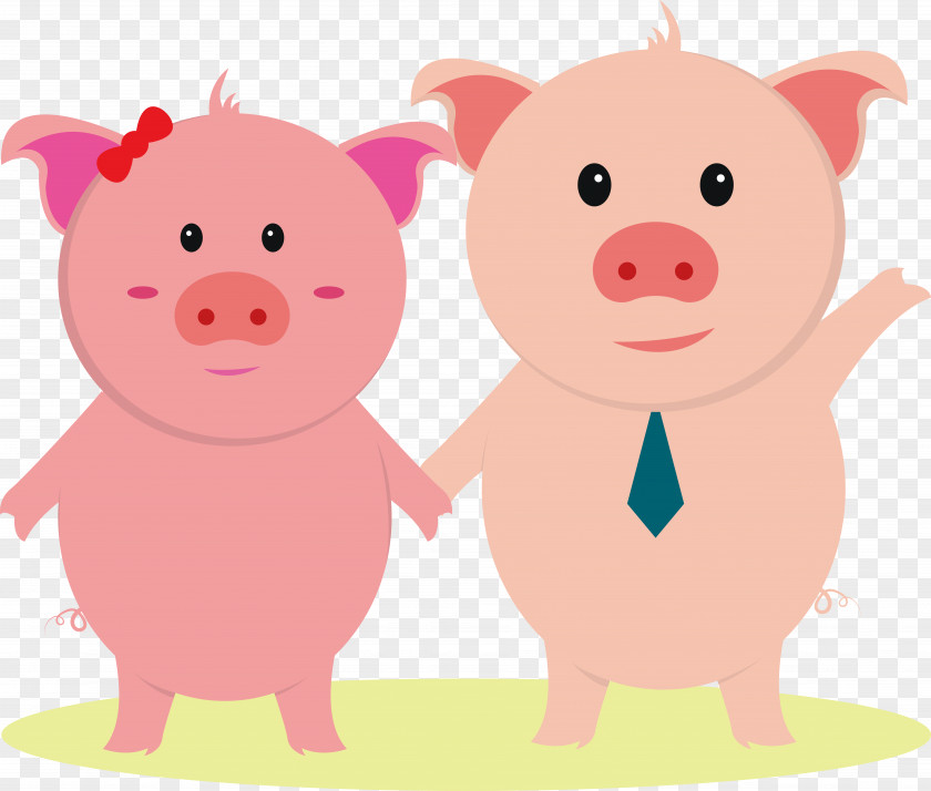 Pig Lovers Cartoon Vector Domestic Significant Other Designer PNG