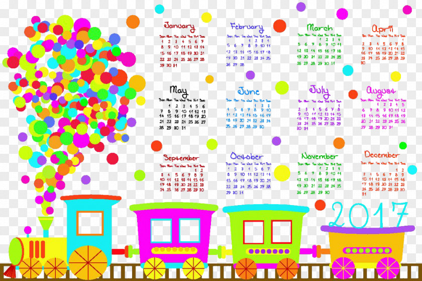 Color Train Calendar Child Cartoon Clip Art PNG